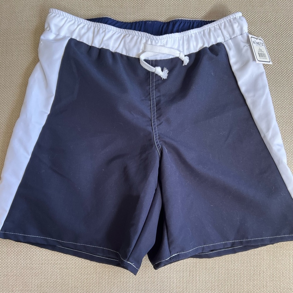 NONETZ swim trunks boys XL navy and white Shore slim fit